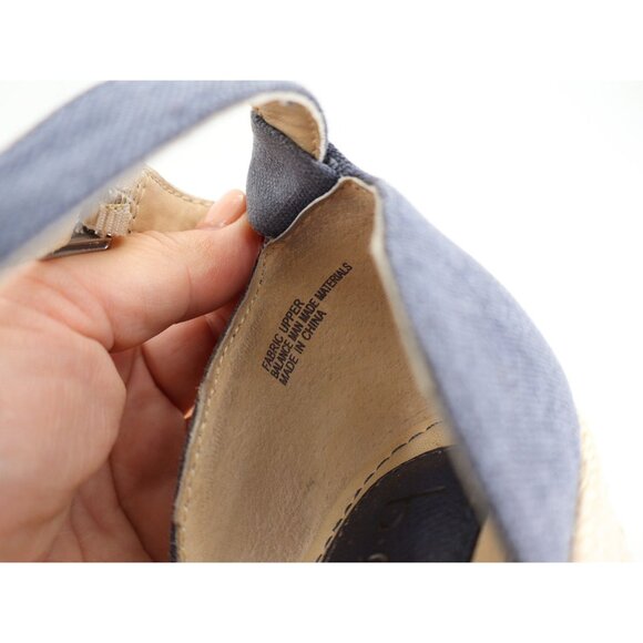 BOC Born Shoes Womens 8 M Bree Cross Ankle Strap Wedge Espadrille Blue Fabric - Picture 10 of 11